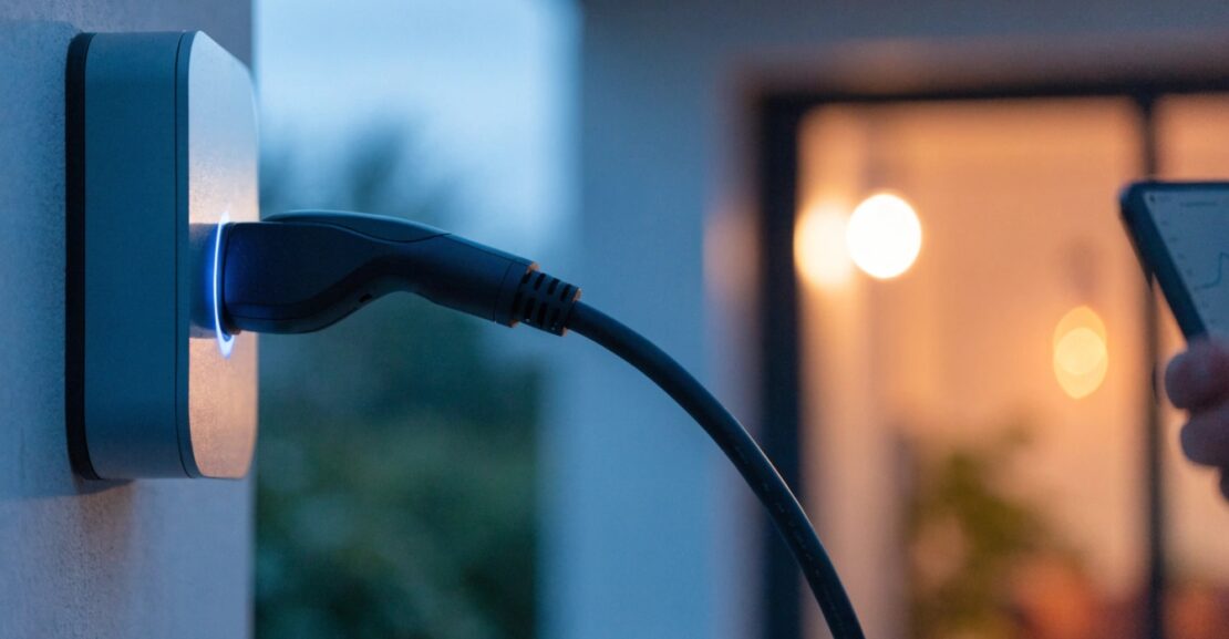 Recharge d'une voiture électrique à domicile sur une borne murale au Maroc