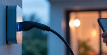 Recharge d'une voiture électrique à domicile sur une borne murale au Maroc