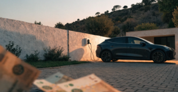 Voiture électrique en charge, illustration de la fiscalité et des aides au Maroc